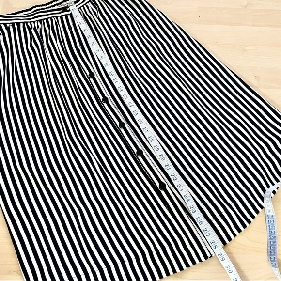 H&M Navy White Vertical Striped Button Up Skirt - Picture 2 of 9